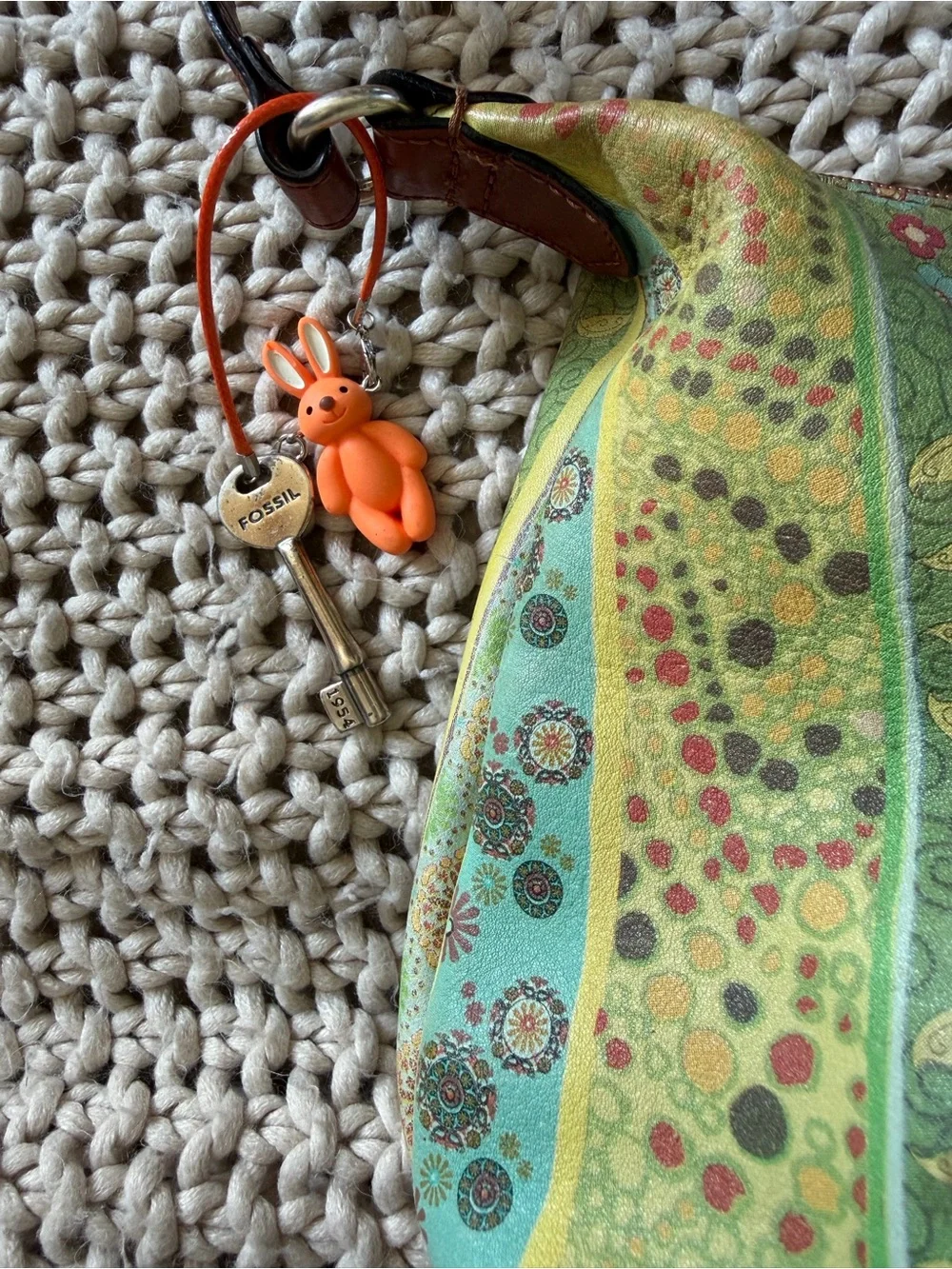 Fossil Multicolor Floral Stripe Shoulder Bag